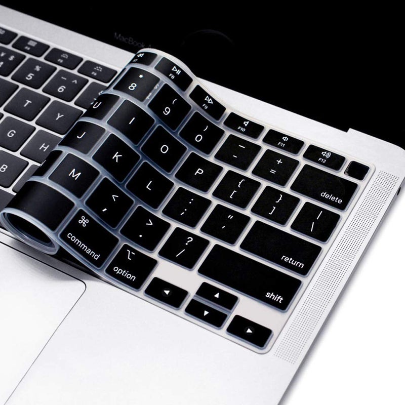 ProElife Ultra Thin Keyboard Cover Skin for 2021-2020 MacBook Air 13 Inch Model A2337 Apple M1 Chip A2179 (U.S Layout) with Touch ID Accessories Keyboard Silicone Protective Skin (Black) - Image 4